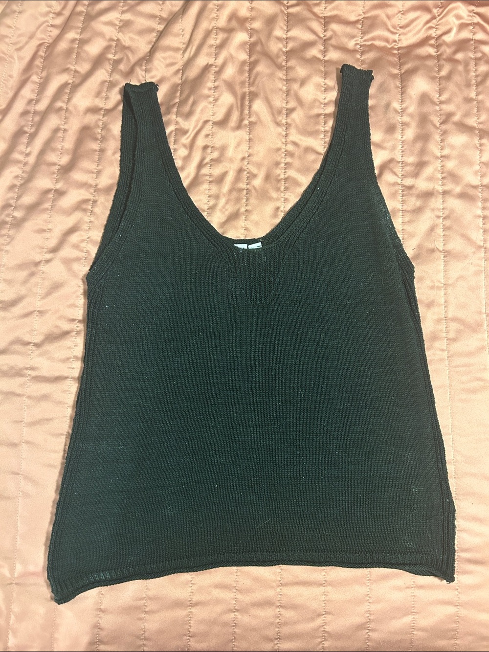 Alya Black Knit V-Neck Tank Top